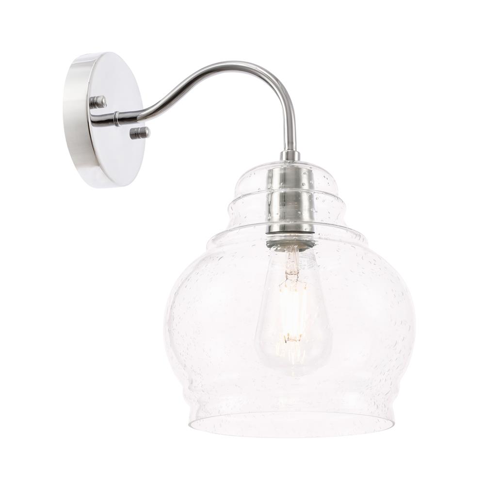 Living District by Elegant Lighting LD6193C Pierce 1 light Chrome and Clear seeded glass wall sconce
