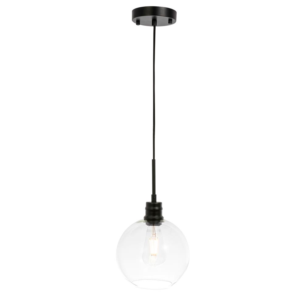 Living District by Elegant Lighting LD6204BK Emett 1 light Black and Clear glass pendant