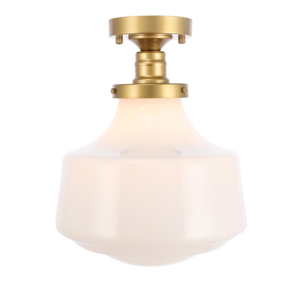Living District by Elegant Lighting LD6245BR Lyle 1 light Brass and frosted white glass Flush mount