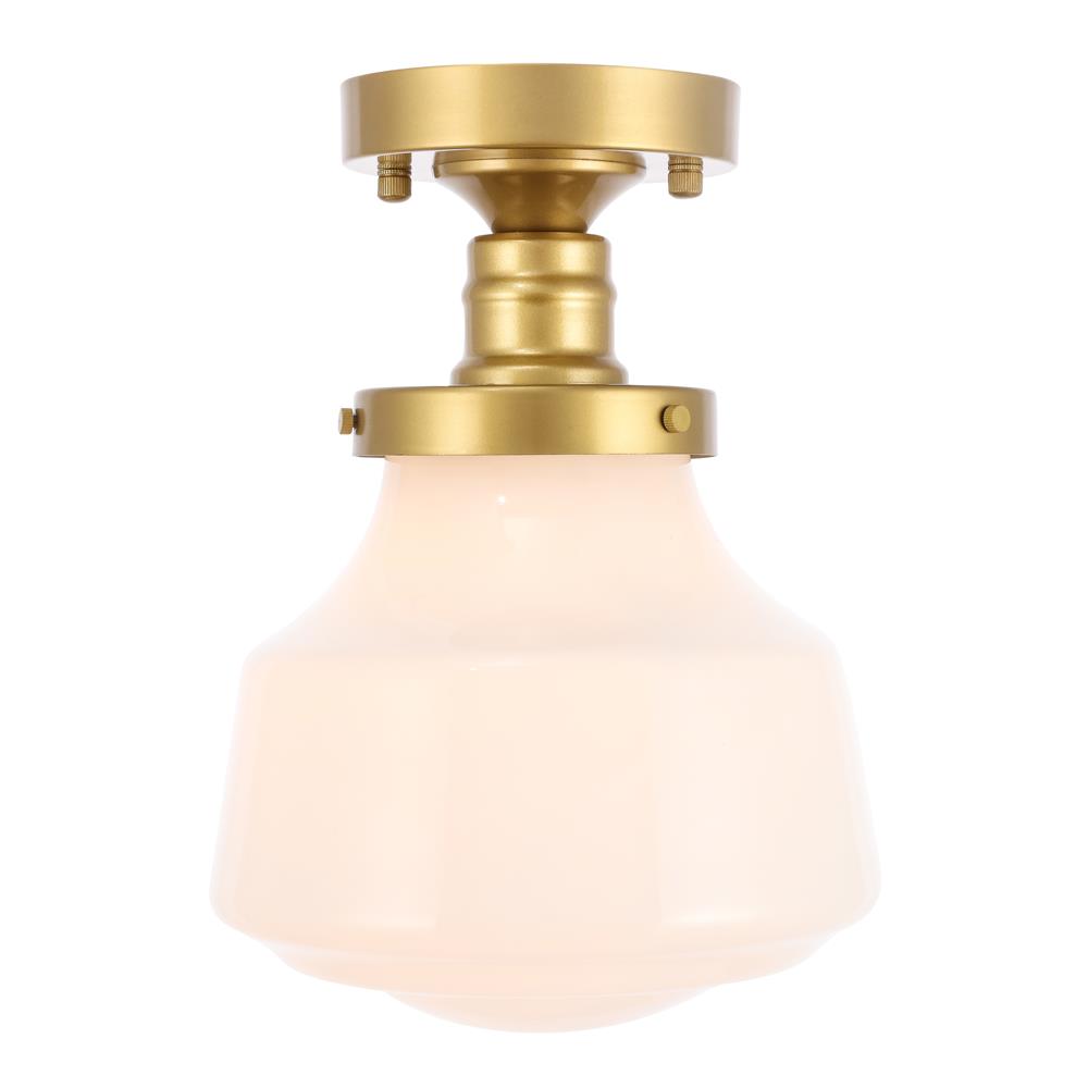 Living District by Elegant Lighting LD6251BR Lyle 1 light Brass and frosted white glass Flush mount