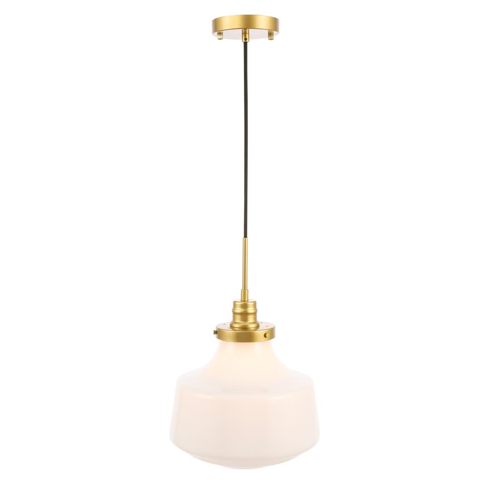 Living District by Elegant Lighting LD6263BR Lyle 1 light Brass and frosted white glass pendant
