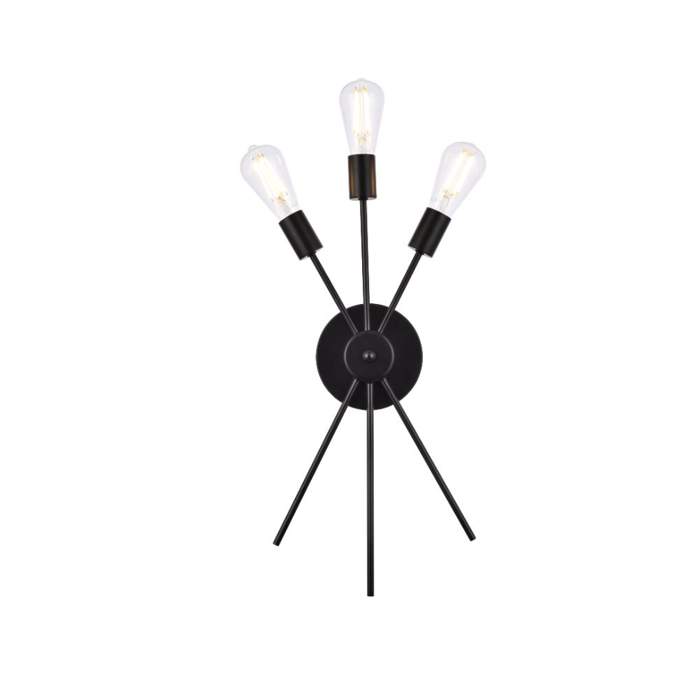 Living District by Elegant Lighting  LD640W10BK Lucca 11 Inch Bath Sconce In Black