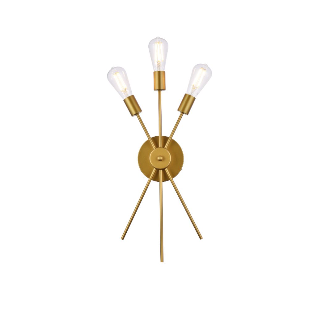 Living District by Elegant Lighting  LD640W10BR Lucca 11 Inch Bath Sconce In Brass
