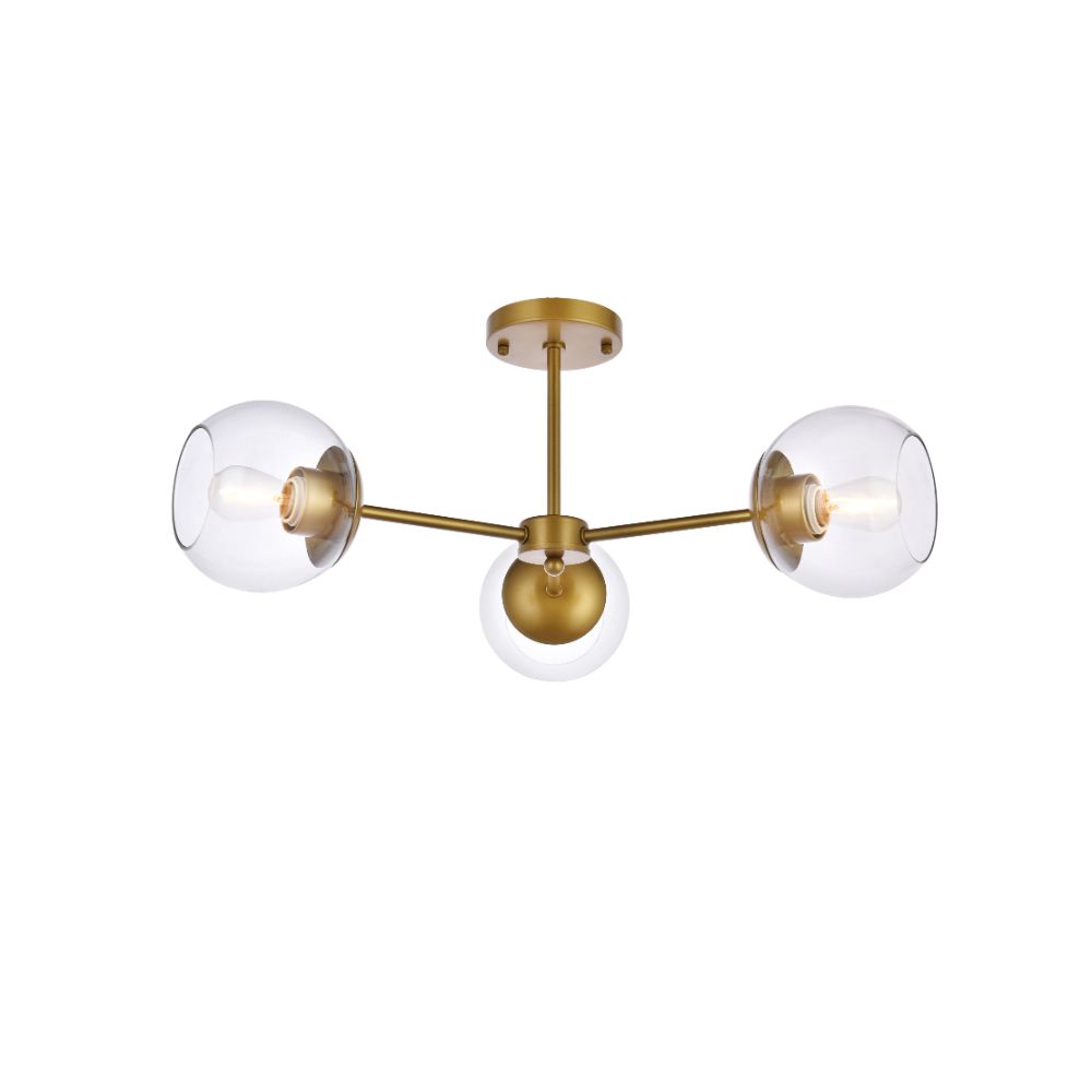 Living District by Elegant Lighting  LD648F26BR Briggs 26 Inch Flush Mount In Brass With Clear Shade