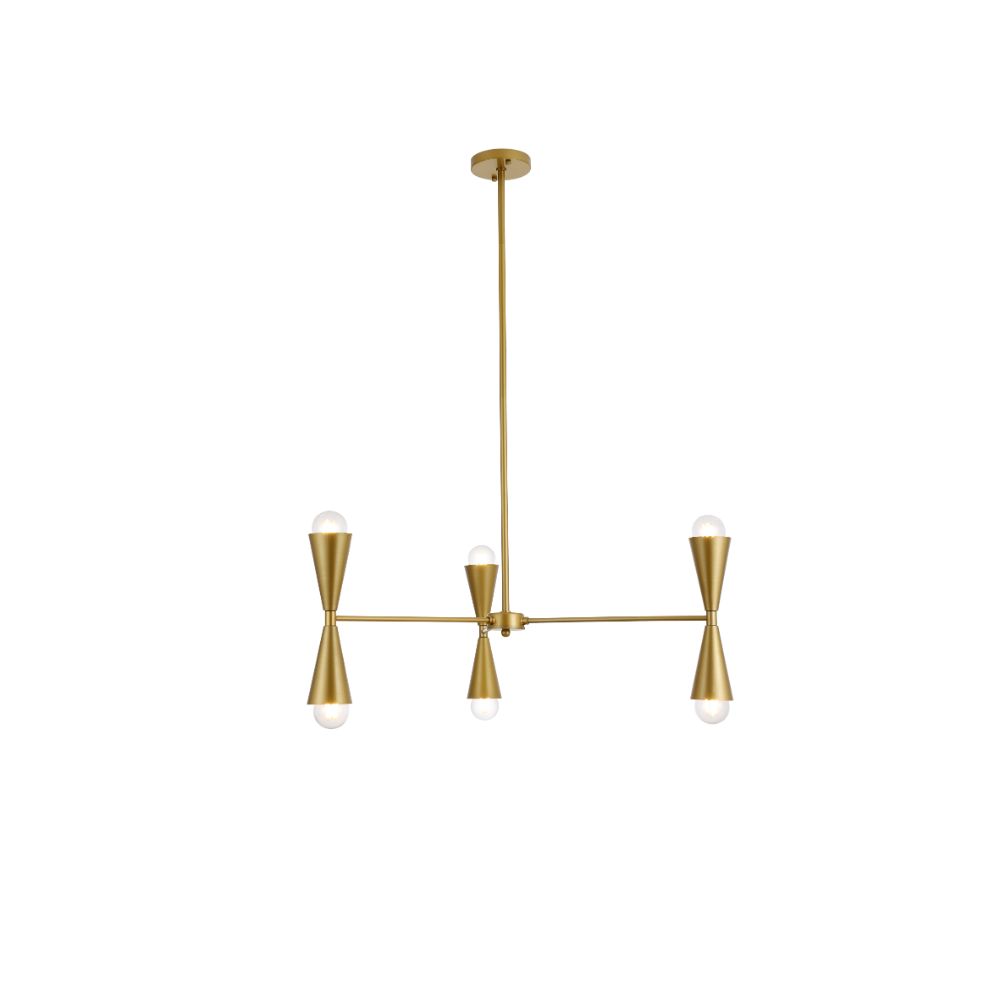 Living District by Elegant Lighting  LD650D34BR Cade 34 Inch Pendant In Brass