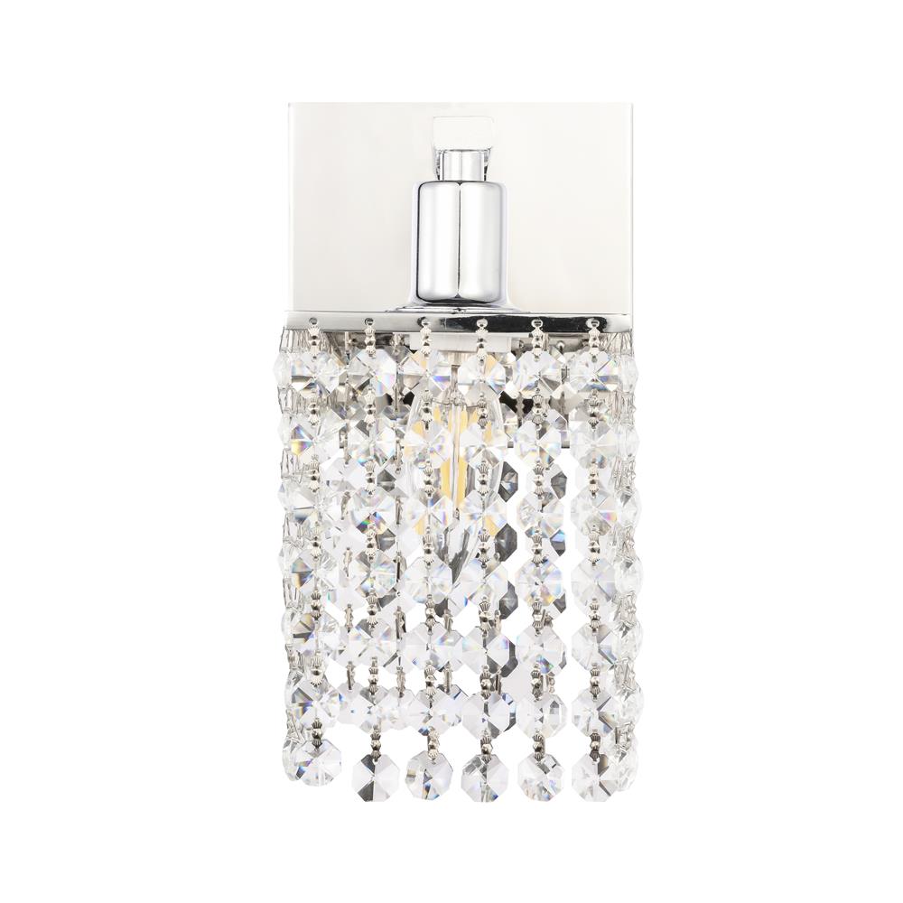 Living District by Elegant Lighting LD7007C Phineas 1 light Chrome and Clear Crystals wall sconce