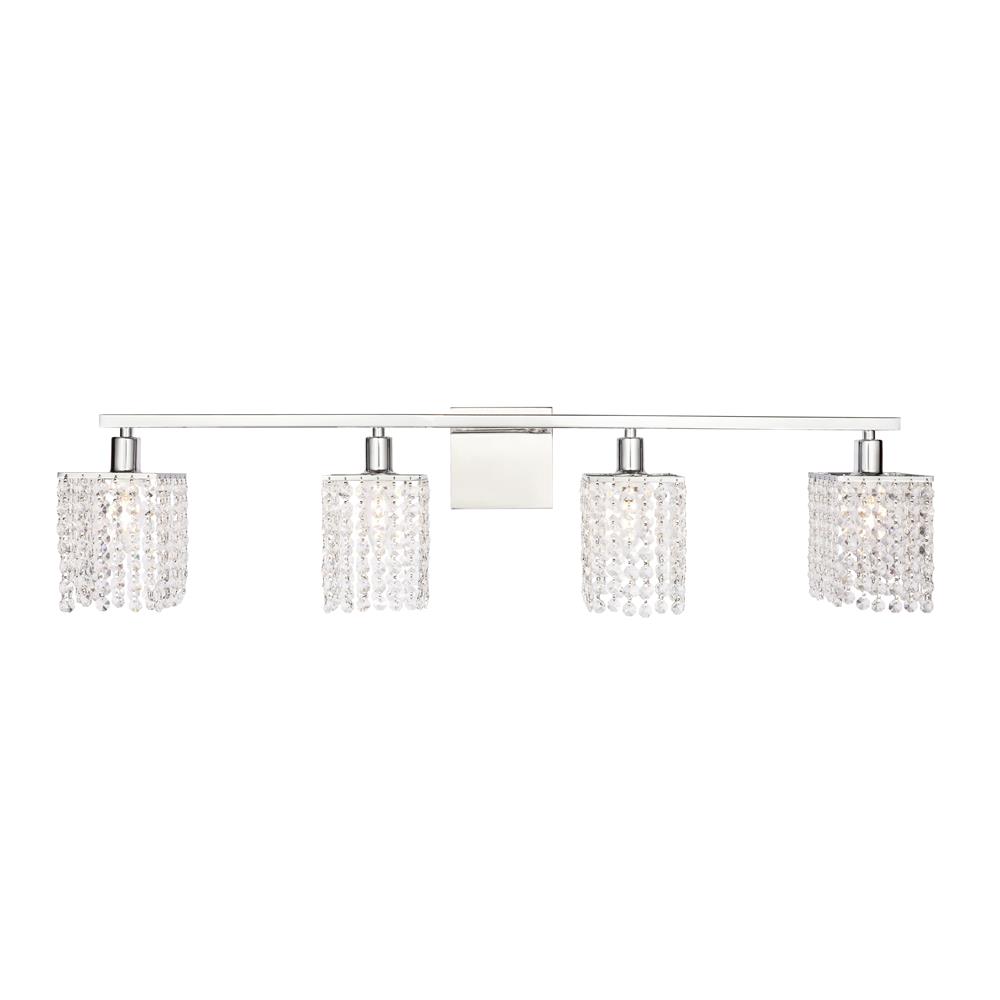 Living District by Elegant Lighting LD7013C Phineas 4 light Chrome and Clear Crystals wall sconce