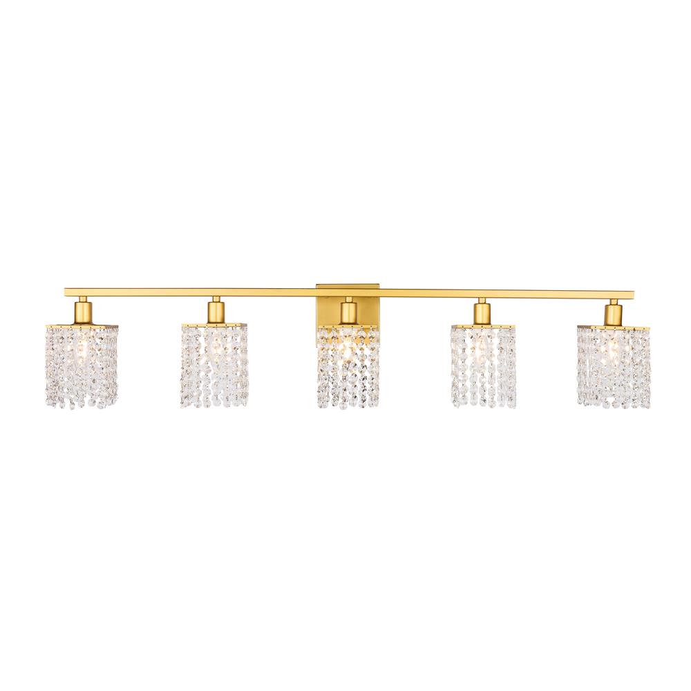 Living District by Elegant Lighting LD7014BR Phineas 5 light Brass and Clear Crystals wall sconce