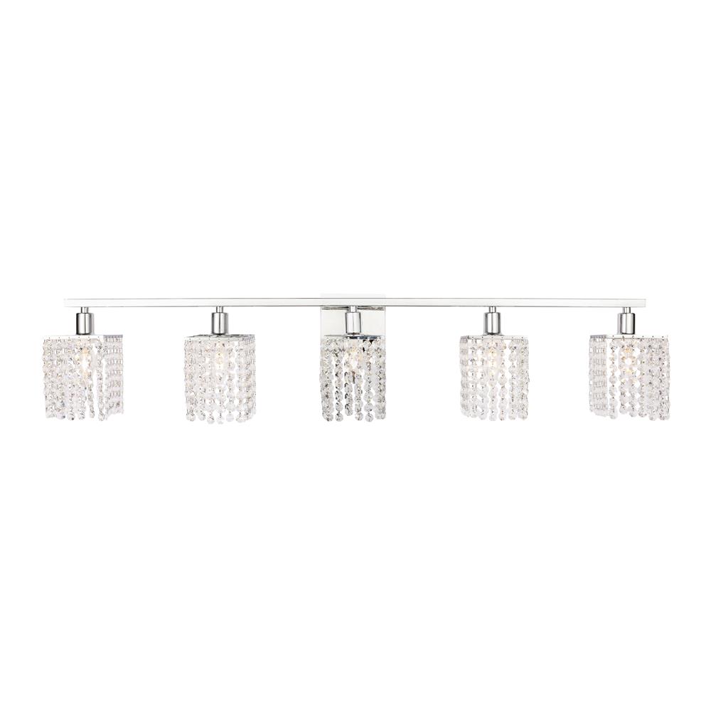 Living District by Elegant Lighting LD7015C Phineas 5 light Chrome and Clear Crystals wall sconce