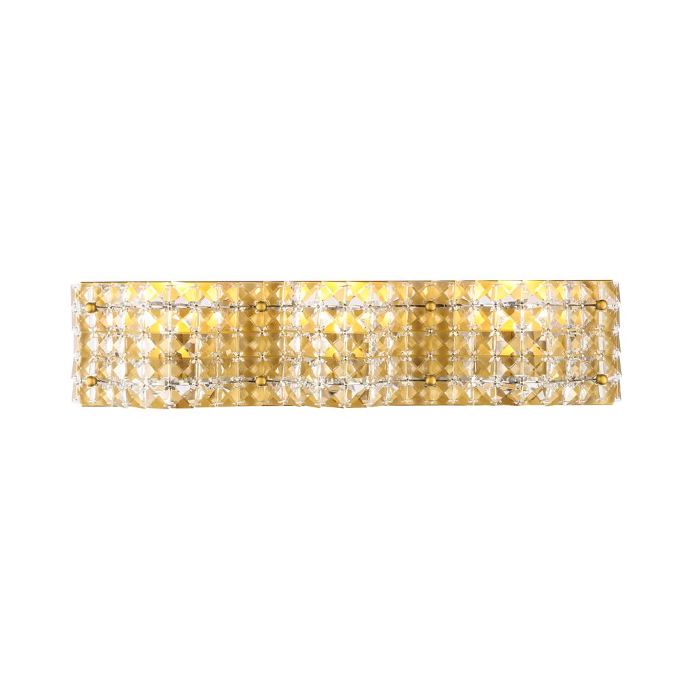 Living District by Elegant Lighting LD7016BR Ollie 3 light Brass and Clear Crystals wall sconce