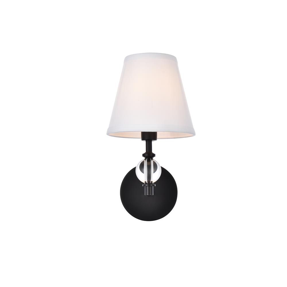 Living District by Elegant Lighting LD7021W6BK Bethany 1 light bath sconce in black with white fabric shade