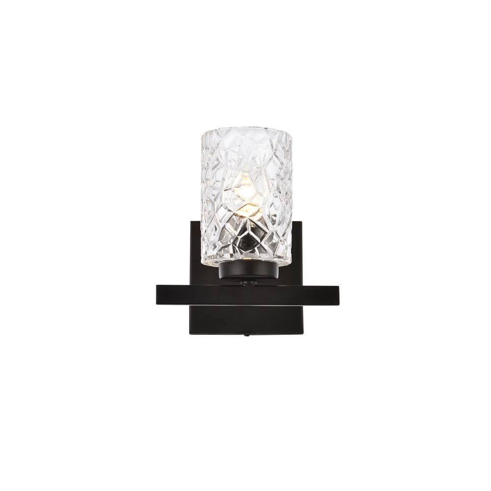 Living District by Elegant Lighting LD7025W7BK Cassie 1 light bath sconce in black with clear shade