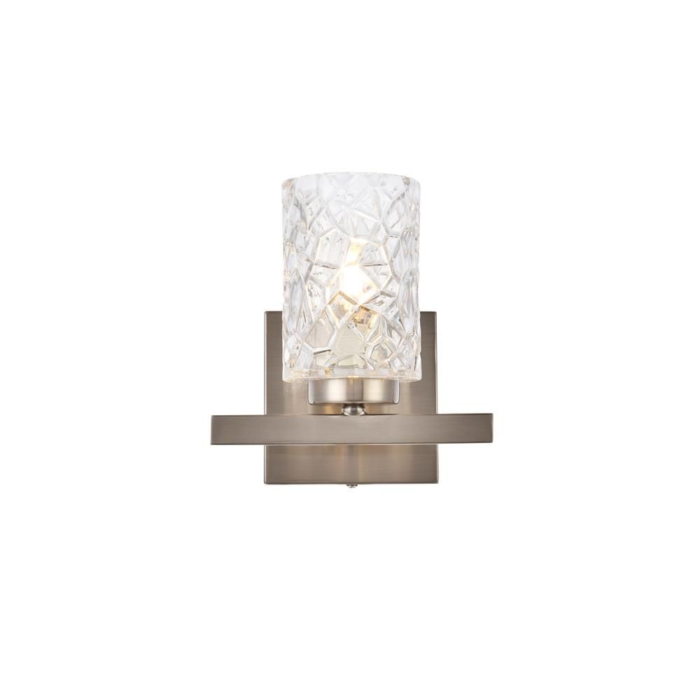 Living District by Elegant Lighting LD7025W7SN Cassie 1 light bath sconce in stain nickel with clear shade