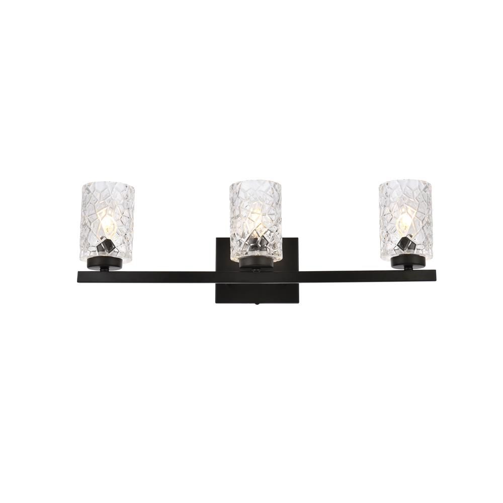 Living District by Elegant Lighting LD7027W24BK Cassie 3 lights bath sconce in black with clear shade