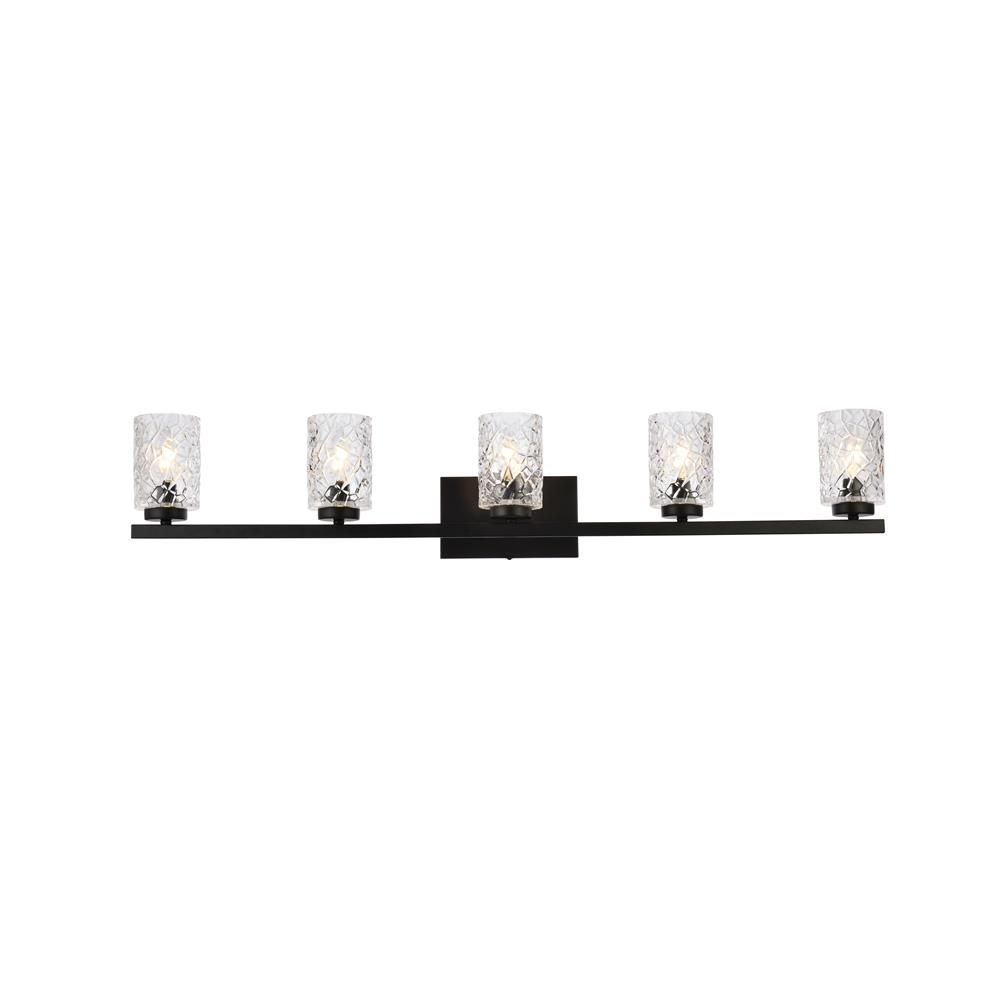 Living District by Elegant Lighting LD7029W41BK Cassie 5 lights bath sconce in black with clear shade