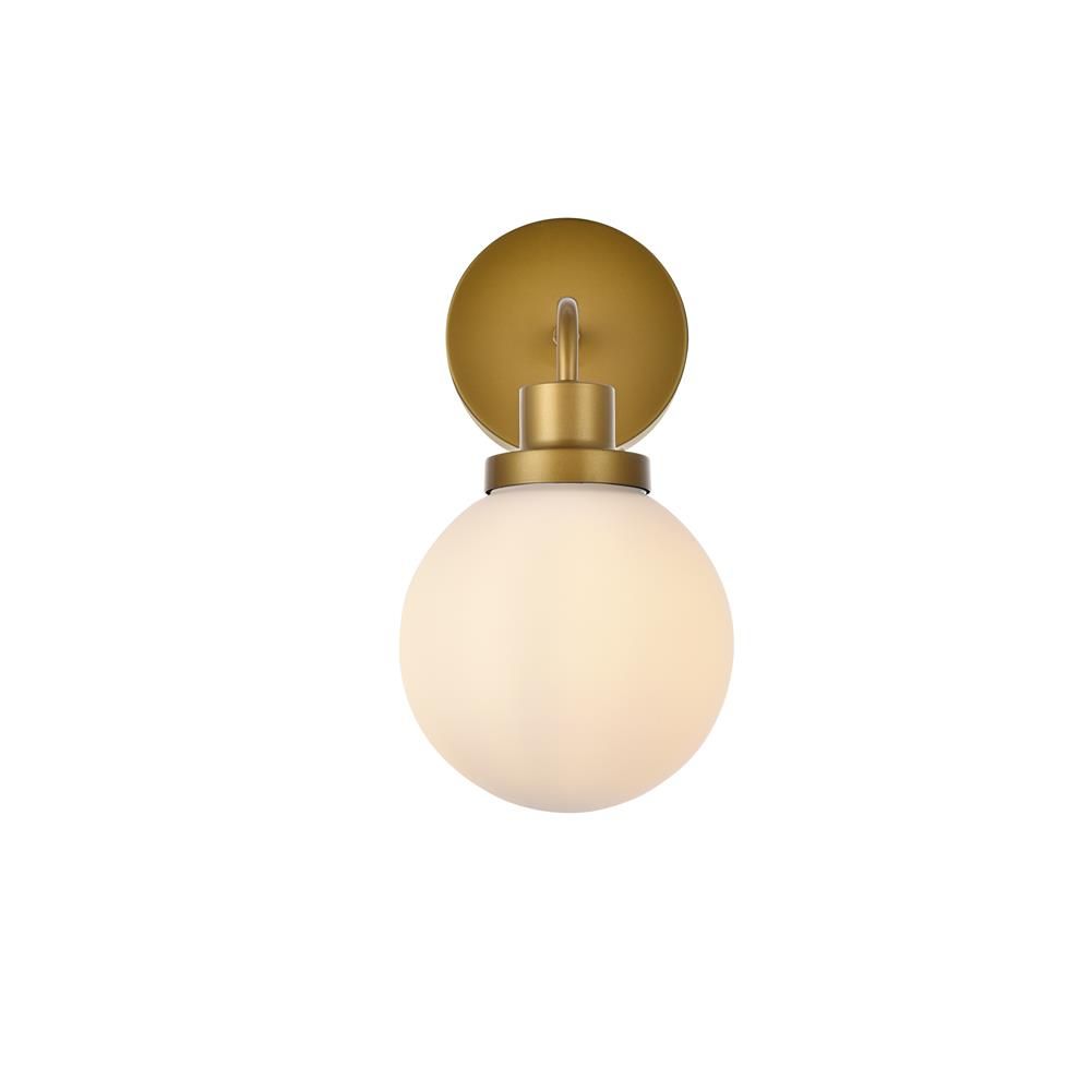 Living District by Elegant Lighting LD7030W8BR Hanson 1 light bath sconce in brass with frosted shade