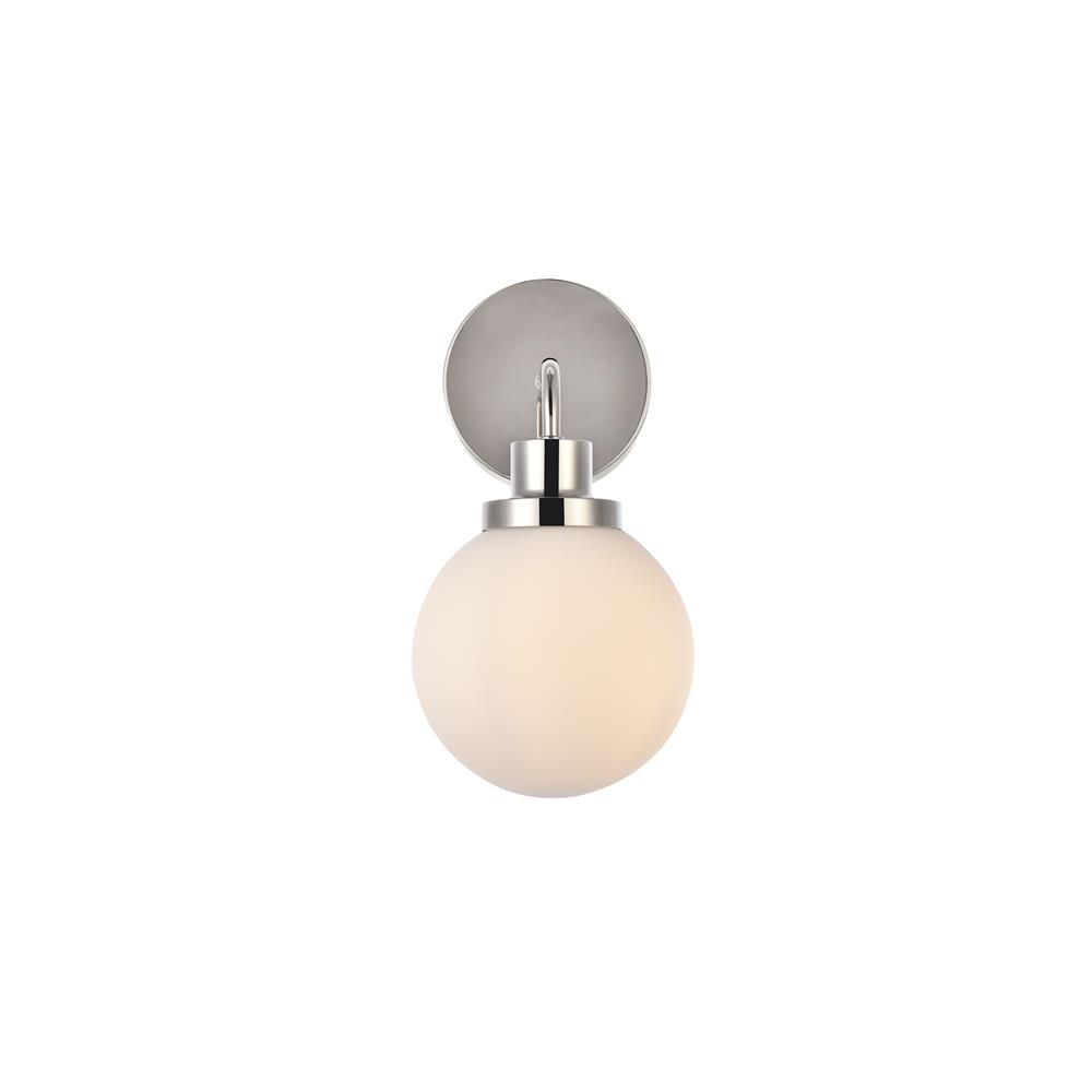 Living District by Elegant Lighting LD7030W8PN Hanson 1 light bath sconce in polished nickel with frosted shade