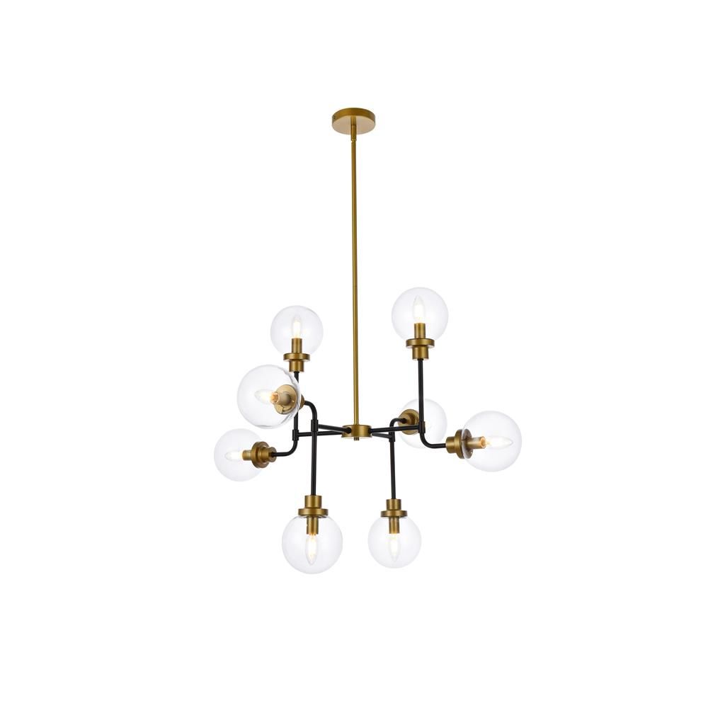 LD7039D36BK Living District by Elegant Lighting LD7039D36BK Hanson 8 lights pendant in black with clear shade GoingLighting
