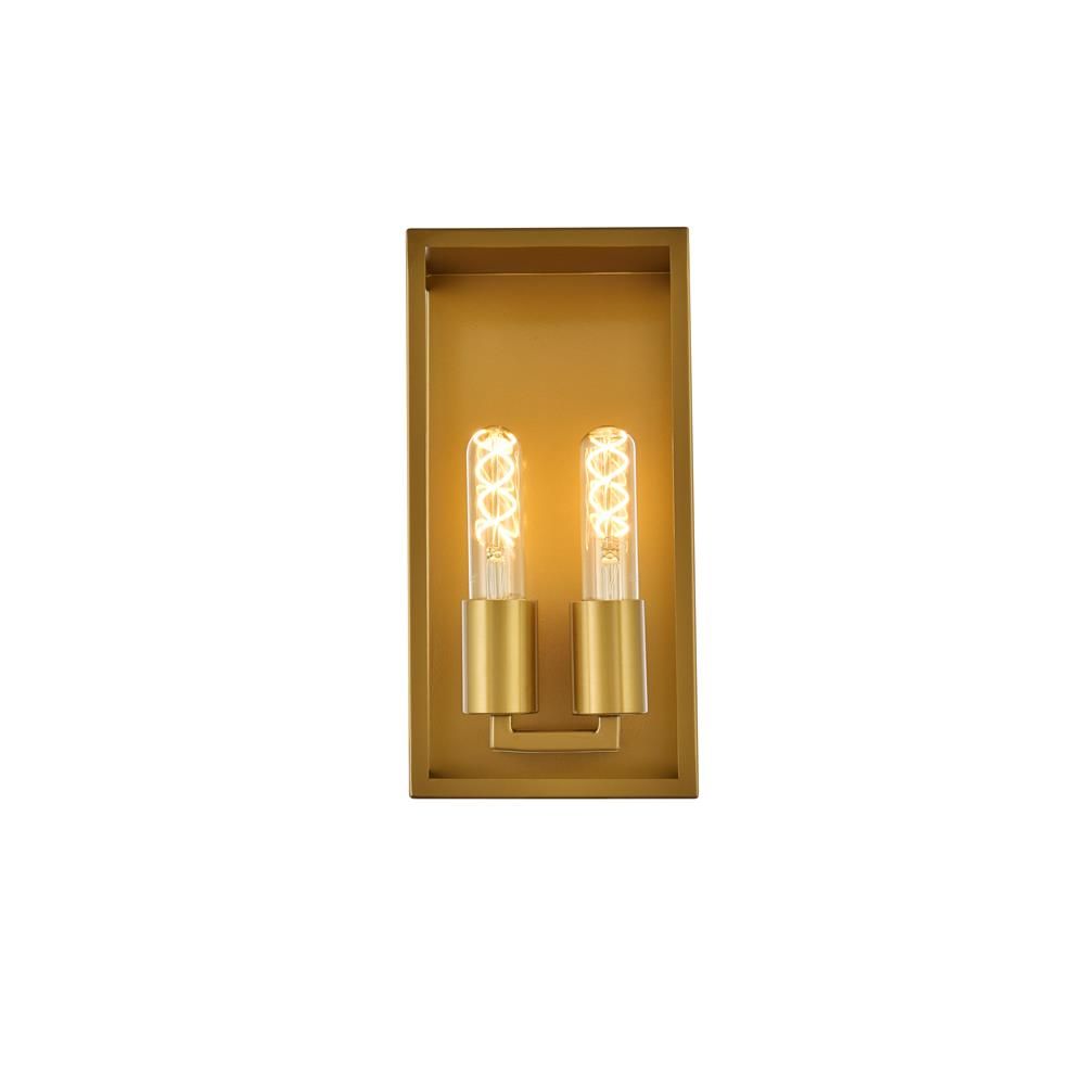 Living District by Elegant Lighting LD7055W6BR Voir 2 lights wall sconce in brass