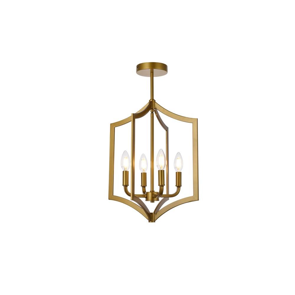 Living District by Elegant Lighting LD7068F14BR Kiera 4 lights pendant in brass