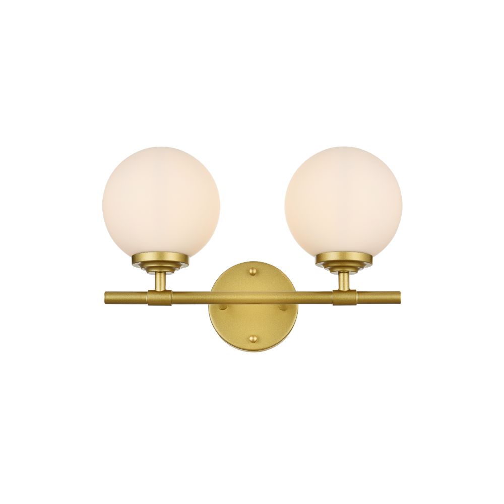 Living District by Elegant Lighting LD7301W15BRA Ansley 2 light Brass and frosted white Bath Sconce