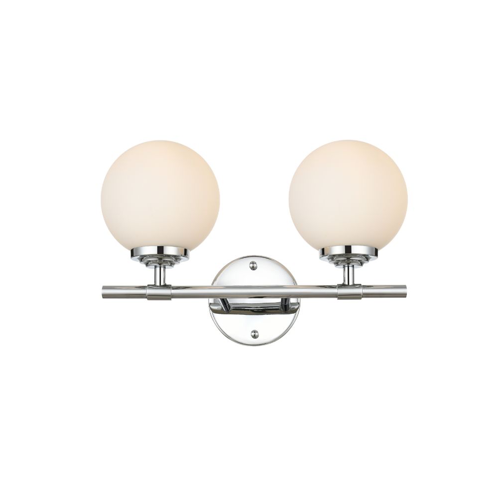 Living District by Elegant Lighting LD7301W15CH Ansley 2 light Chrome and frosted white Bath Sconce