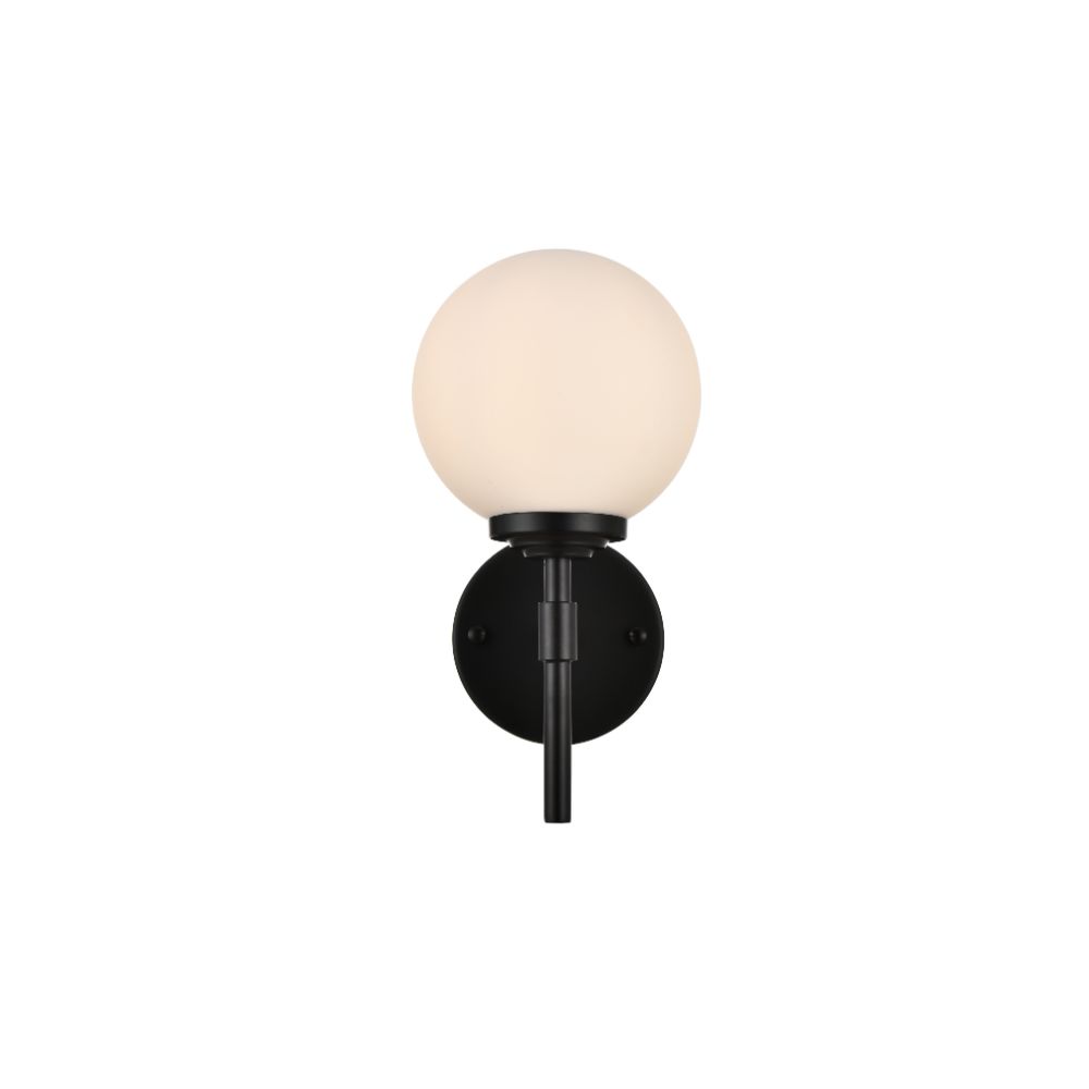 Living District by Elegant Lighting LD7301W6BLK Ansley 1 light Black and frosted white Bath Sconce