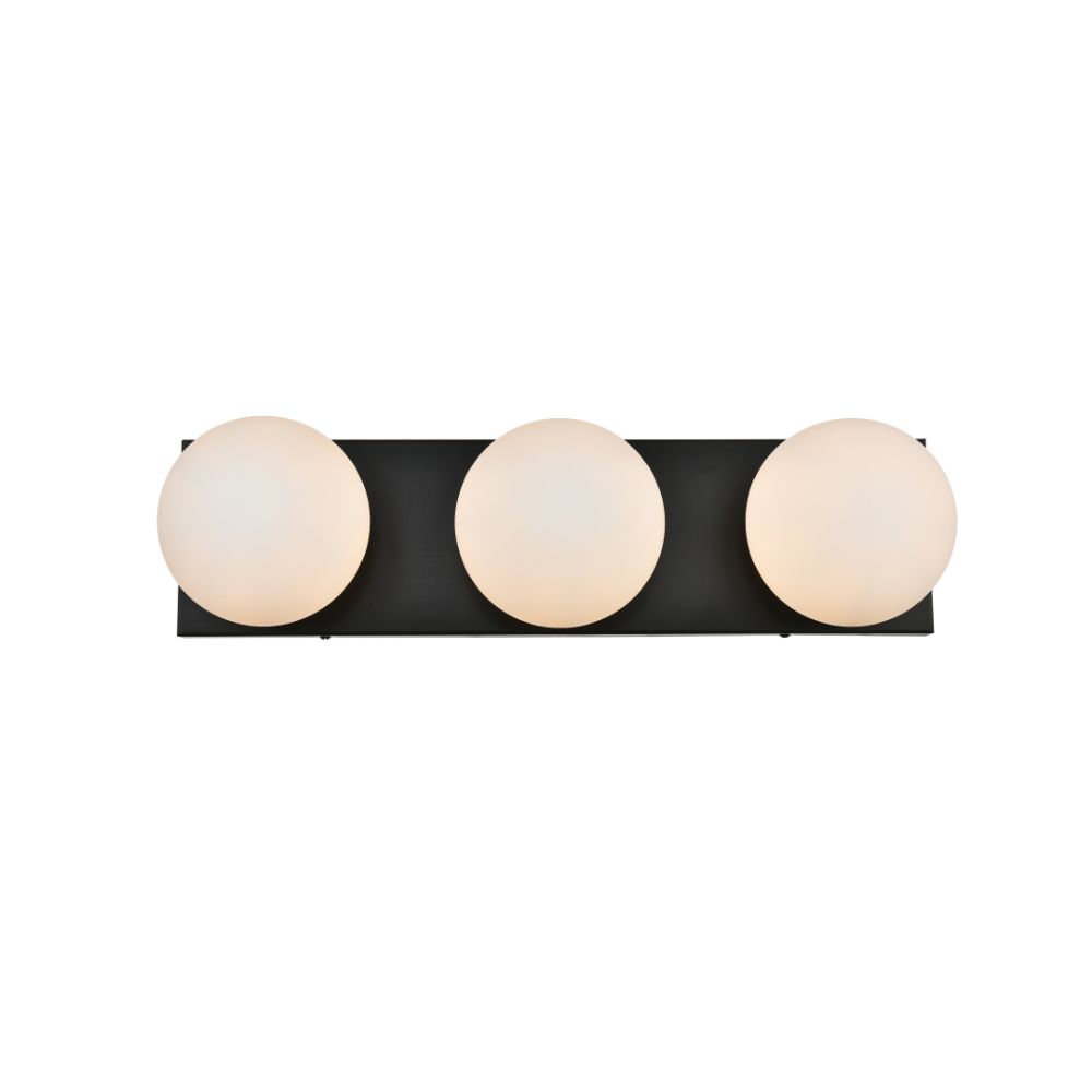 Living District by Elegant Lighting LD7303W22BLK Jaylin 3 light Black and frosted white Bath Sconce
