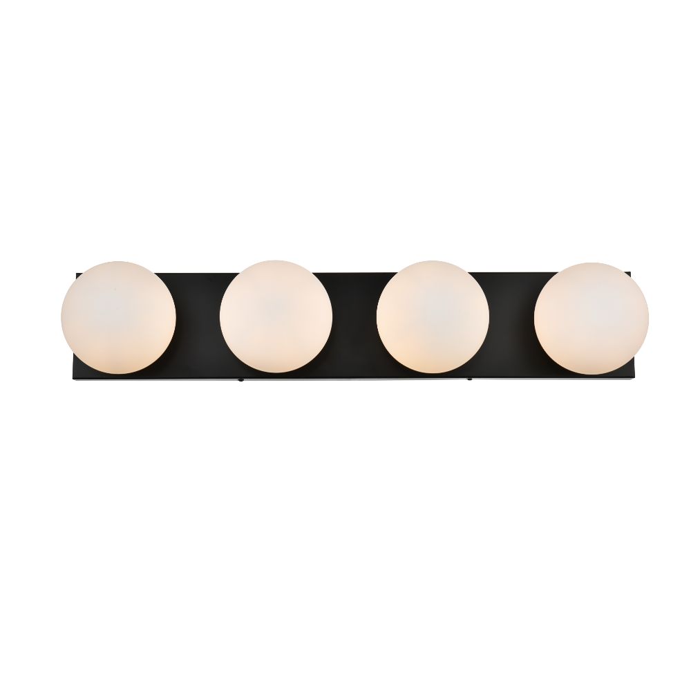 Living District by Elegant Lighting LD7303W31BLK Jaylin 4 light Black and frosted white Bath Sconce