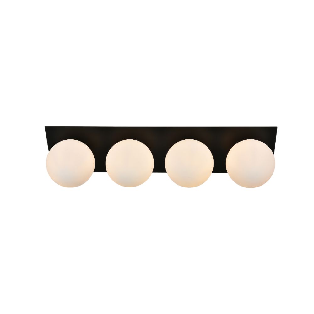 Living District by Elegant Lighting LD7304W29BLK Jillian 4 light Black and frosted white Bath Sconce