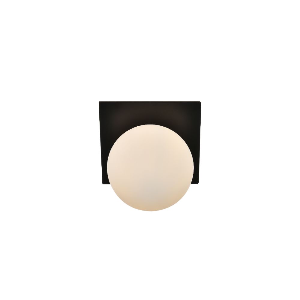 Living District by Elegant Lighting LD7304W7BLK Jillian 1 light Black and frosted white Bath Sconce