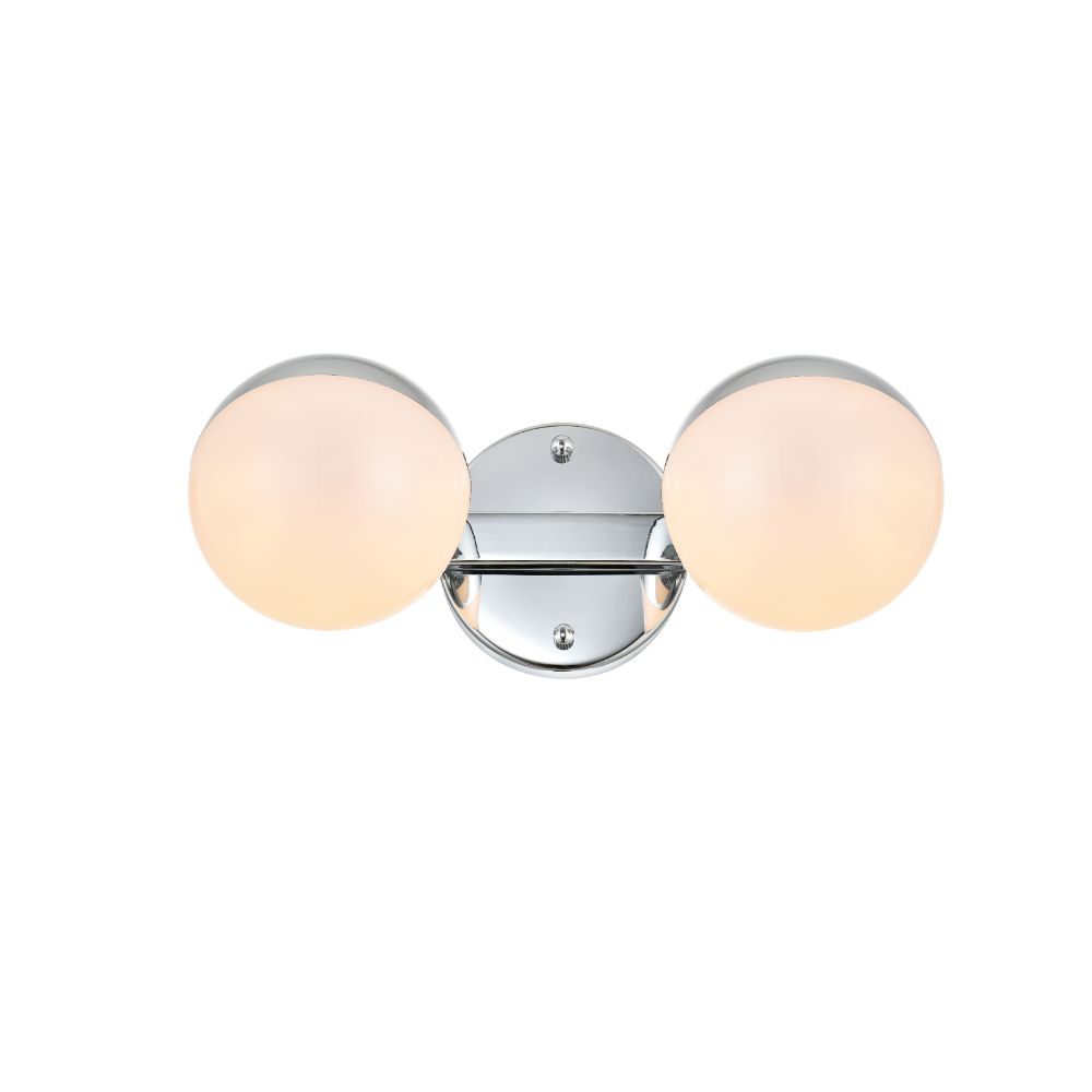Living District by Elegant Lighting LD7305W13CH Majesty 2 light Chrome and frosted white Bath Sconce