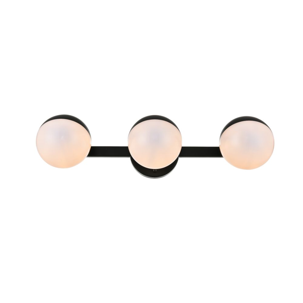 Living District by Elegant Lighting LD7305W21BLK Majesty 3 light Black and frosted white Bath Sconce