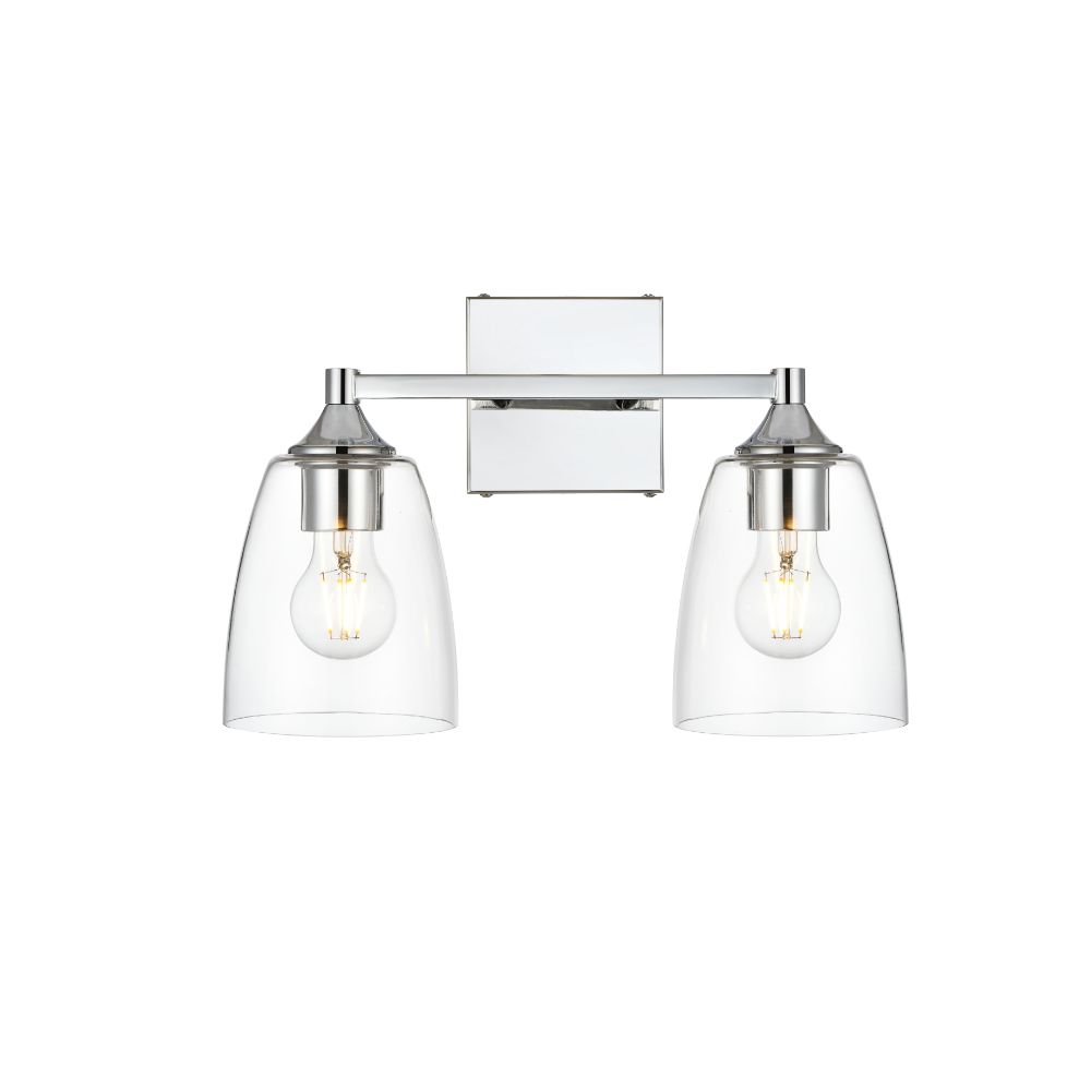 Living District by Elegant Lighting LD7307W15CH Gianni 2 light Chrome and Clear Bath Sconce