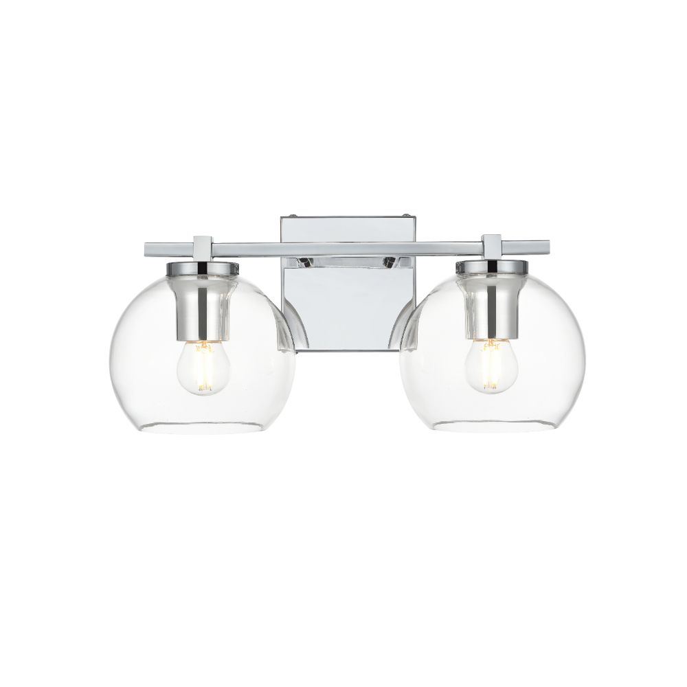 Living District by Elegant Lighting LD7311W15CH Juelz 2 light Chrome and Clear Bath Sconce