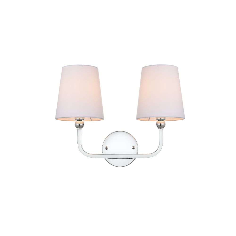 Living District by Elegant Lighting LD7322W16CH Colson 2 light Chrome and Clear Bath Sconce
