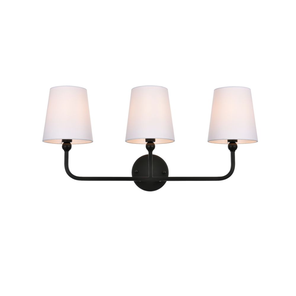 Living District by Elegant Lighting LD7322W26BLK Colson 3 light Black and Clear Bath Sconce