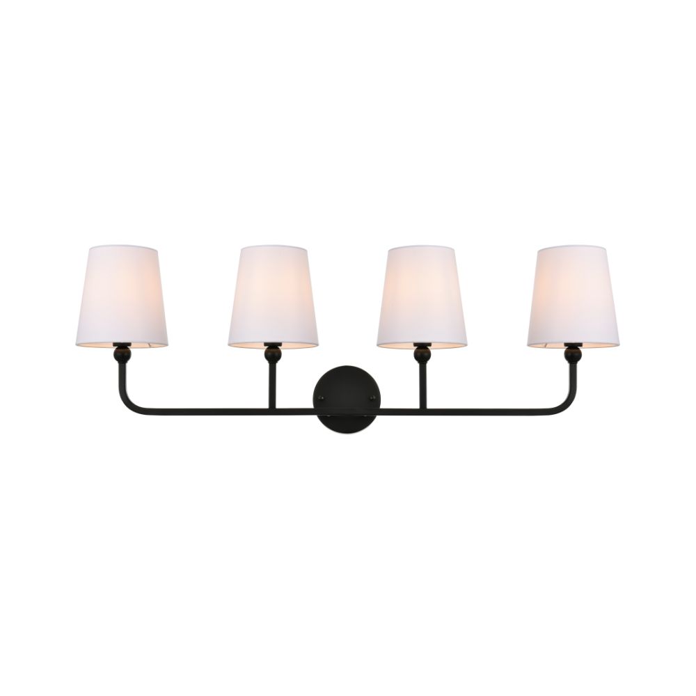 Living District by Elegant Lighting LD7322W36BLK Colson 4 light Black and Clear Bath Sconce