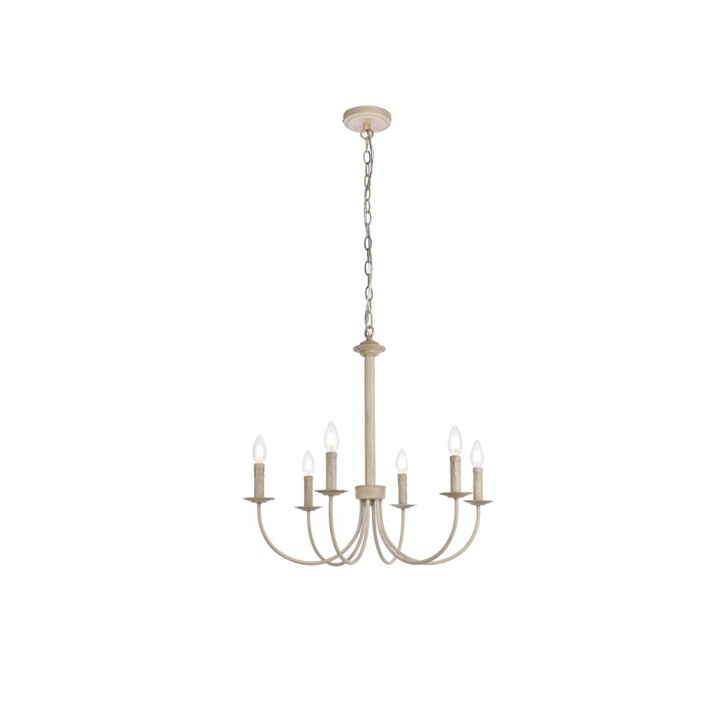 Living District by Elegant Lighting LD7040D26WD Brielle 6 Lights Pendant In Weathered Dove