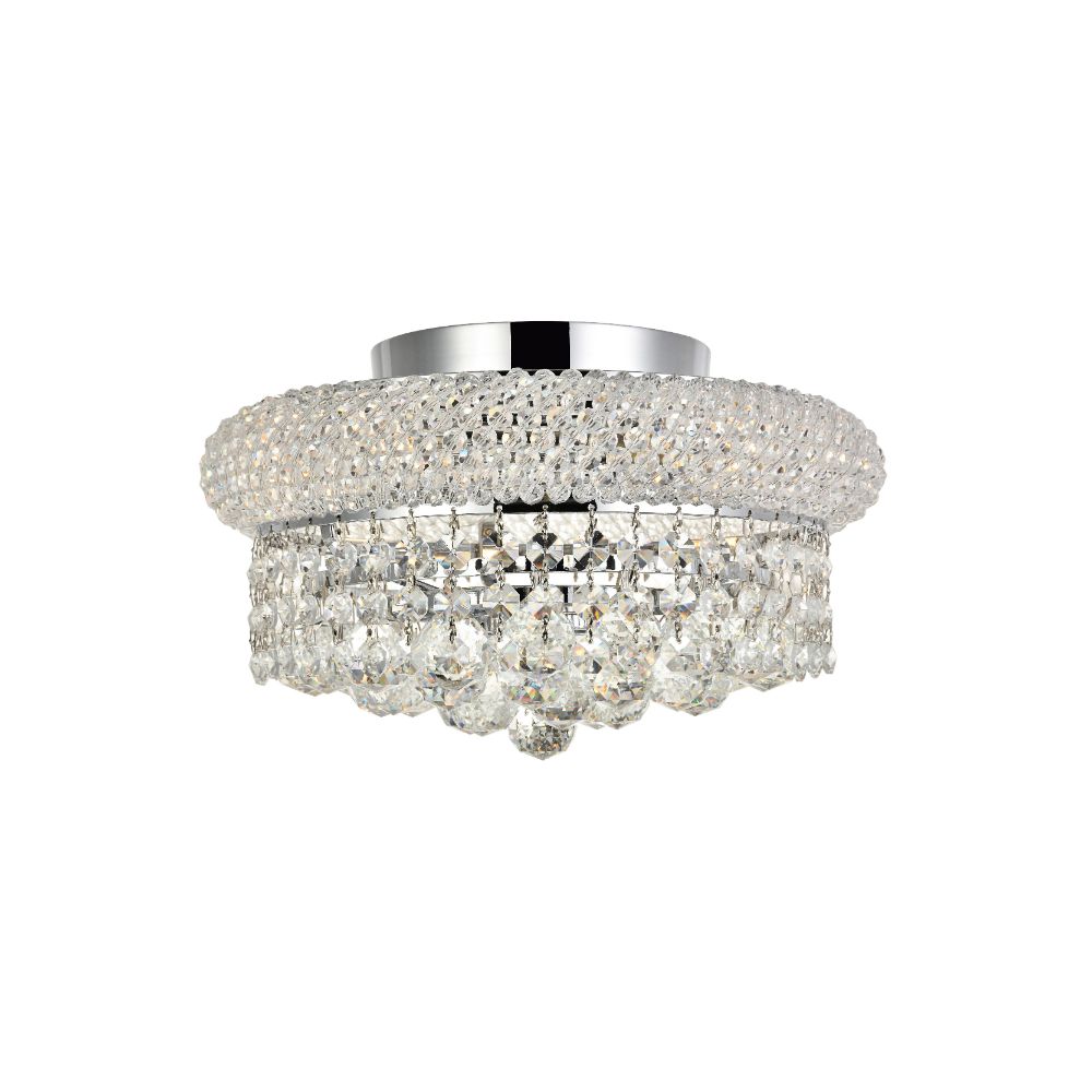 Elegant Lighting 1800F12C/RC Primo 4 Light Flush Mount in Chrome with Royal Cut Clear Crystal