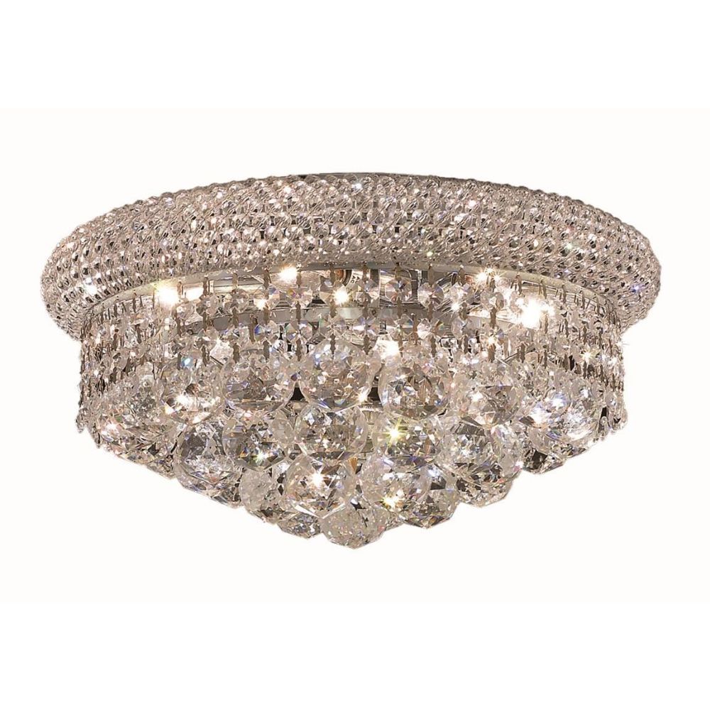Elegant Lighting 1800F14C/RC Primo 6 Light Flush Mount in Chrome with Royal Cut Clear Crystal