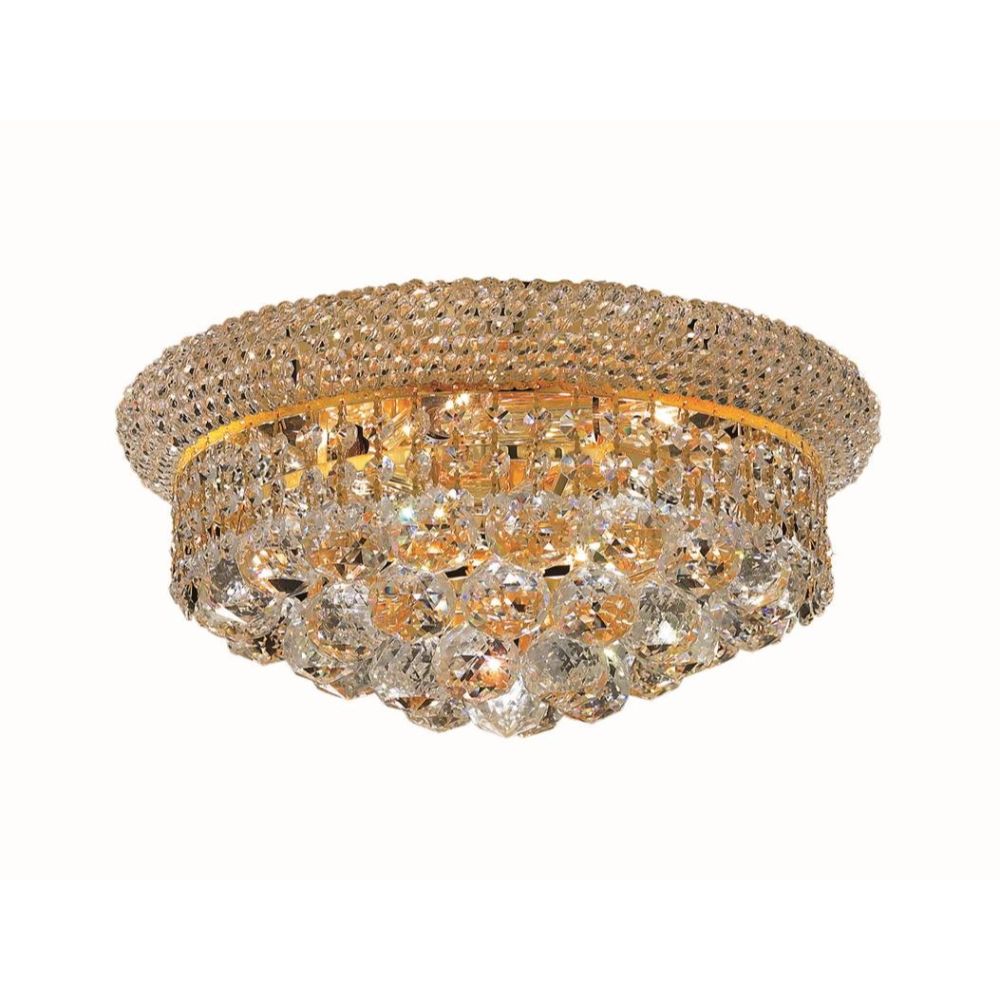 Elegant Lighting 1800F14G/RC Primo 6 Light Flush Mount in Gold with Royal Cut Clear Crystal