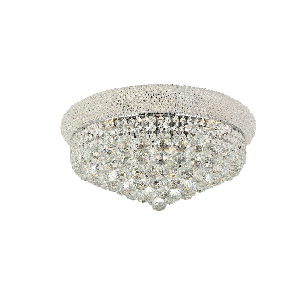 Elegant Lighting 1800F20C/RC Primo 10 Light Flush Mount in Chrome with Royal Cut Clear Crystal