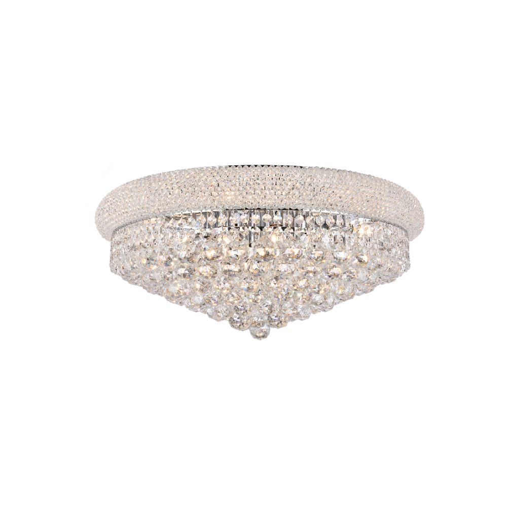 Elegant Lighting 1800F24C/RC Primo 12 Light Flush Mount in Chrome with Royal Cut Clear Crystal