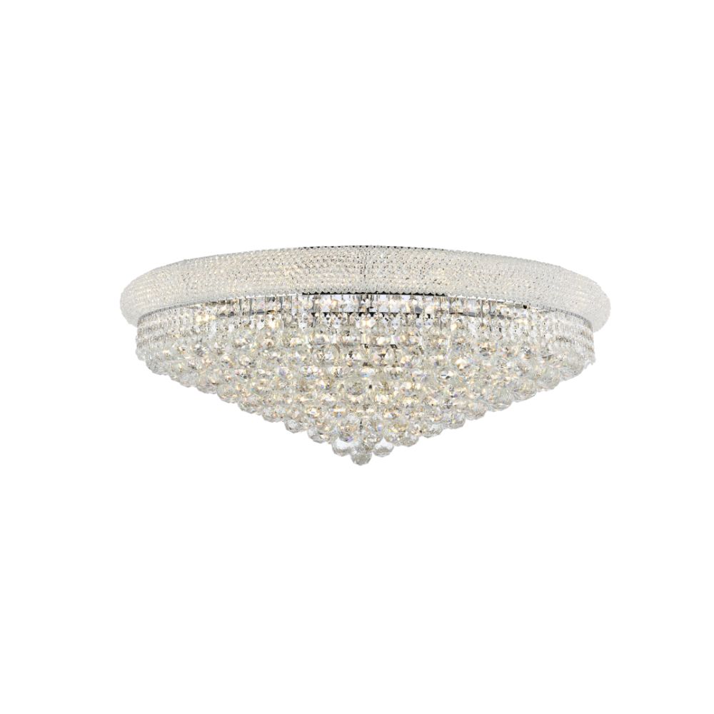 Elegant Lighting 1800F36C/RC Primo 20 Light Flush Mount in Chrome with Royal Cut Clear Crystal