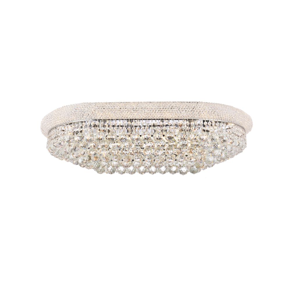 Elegant Lighting 1800F36SC/RC Primo 18 Light Flush Mount in Chrome with Royal Cut Clear Crystal