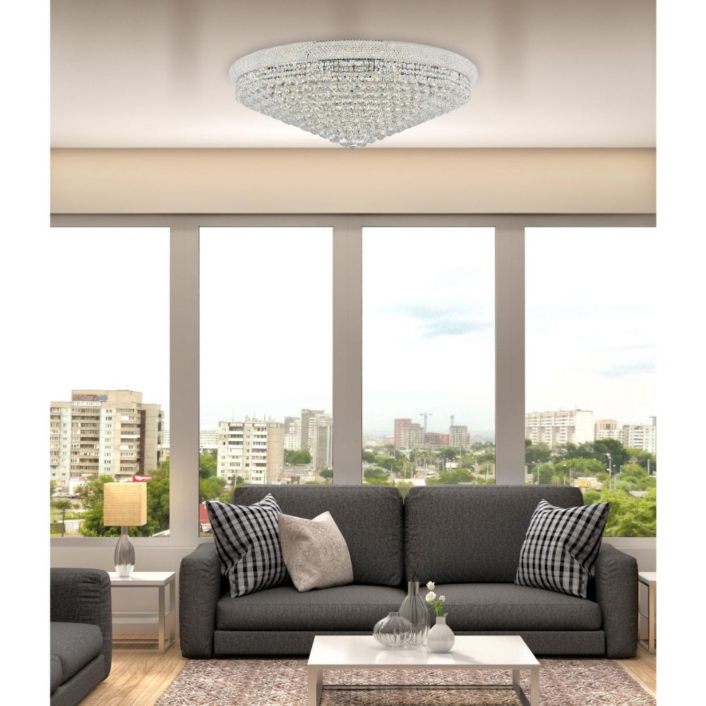Elegant Lighting 1800F42C/RC Primo 30 Light Flush Mount in Chrome with Royal Cut Clear Crystal