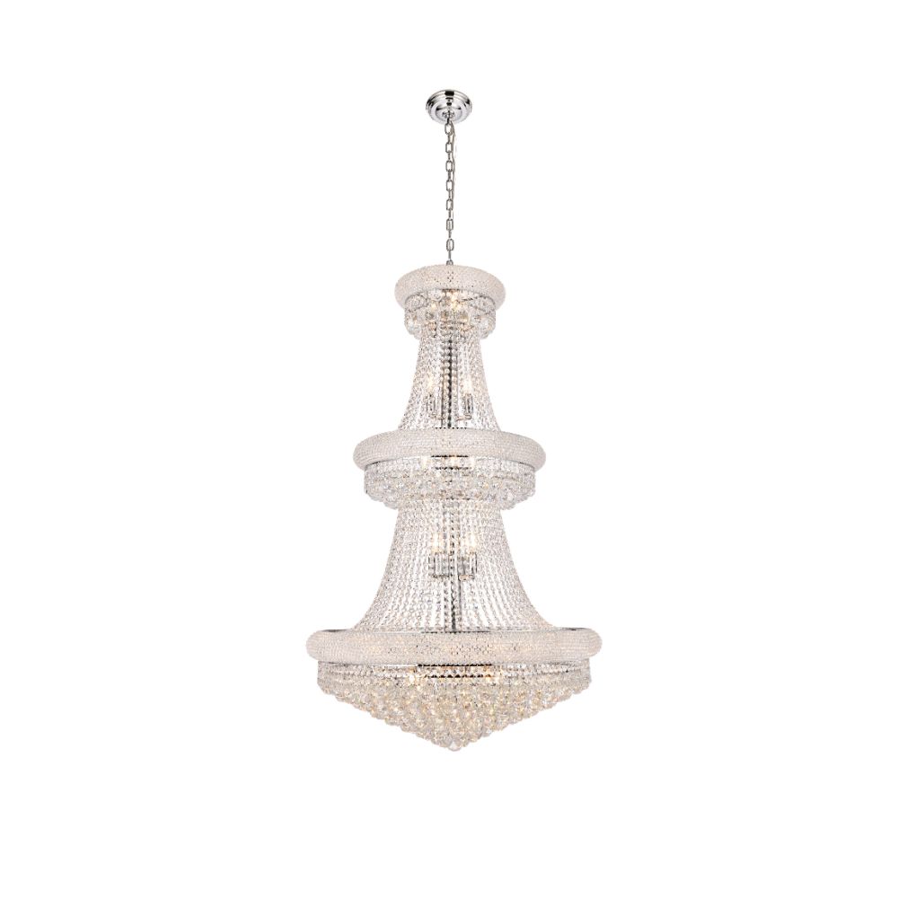 Elegant Lighting 1800G30C/RC Primo 32 Light Foyer in Chrome with Royal Cut Clear Crystal