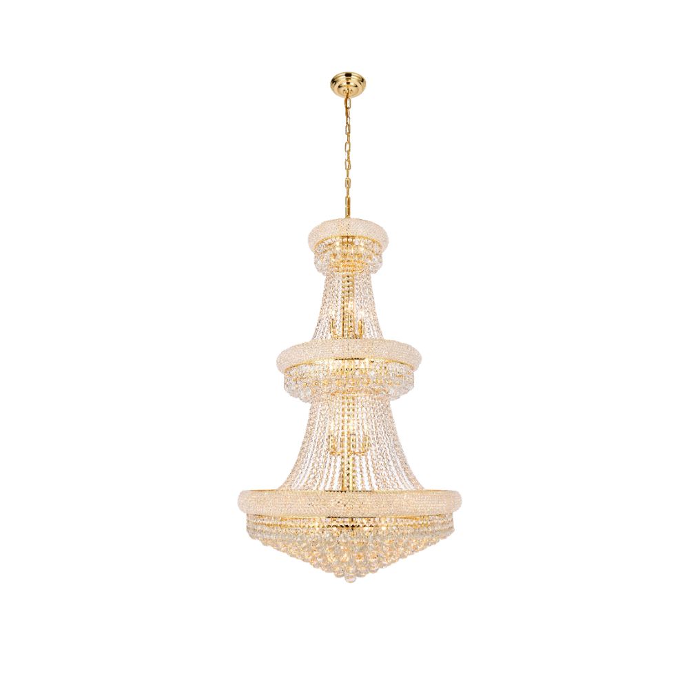 Elegant Lighting 1800G30G/RC Primo 32 Light Foyer in Gold with Royal Cut Clear Crystal