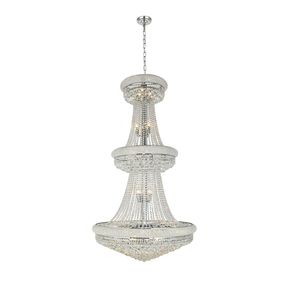 Elegant Lighting 1800G36C/RC Primo 32 Light Foyer in Chrome with Royal Cut Clear Crystal